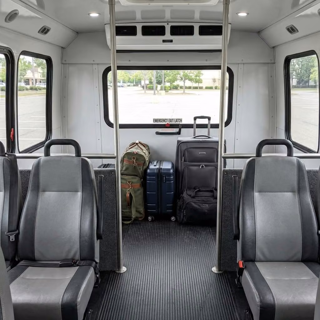 miami lakes 28 passenger minibus luggage area