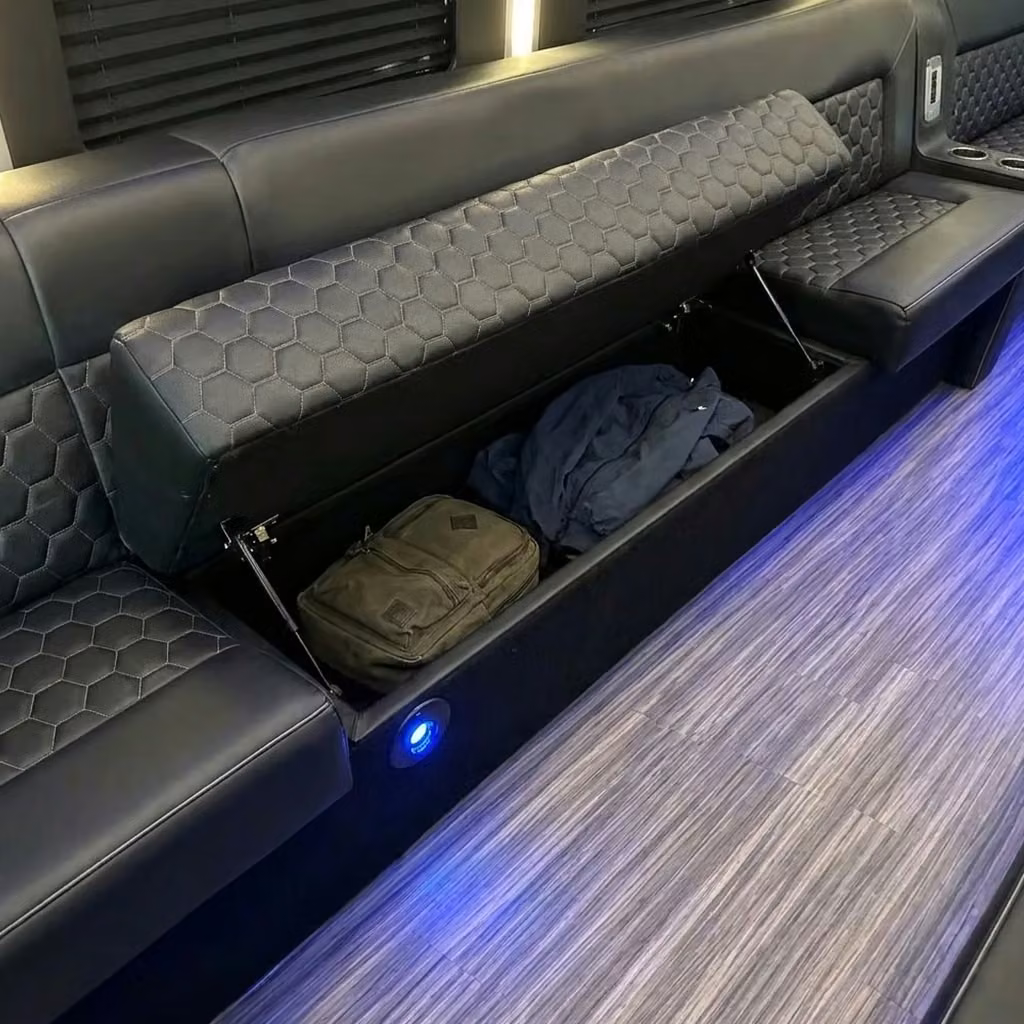 miami lakes party bus under seat storage